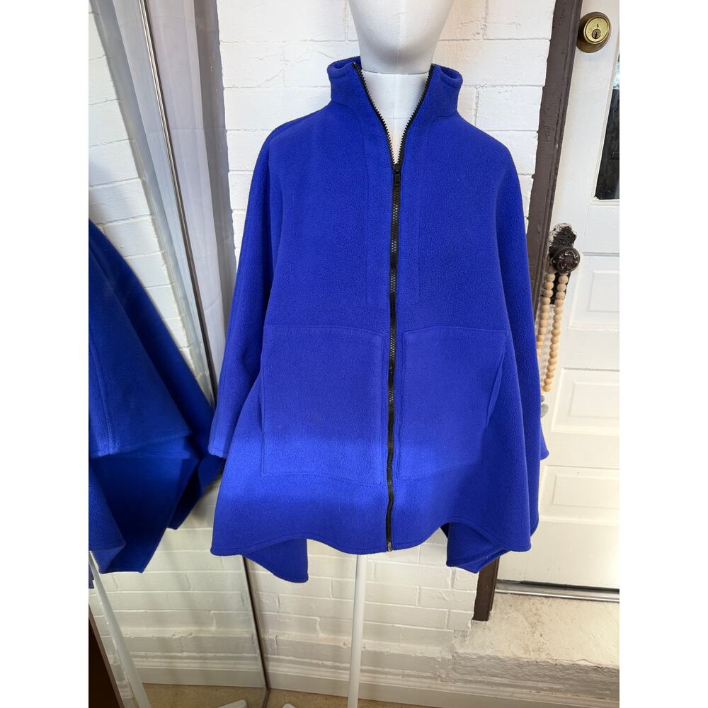 Royal Blue Fleece Poncho Vintage Chicos